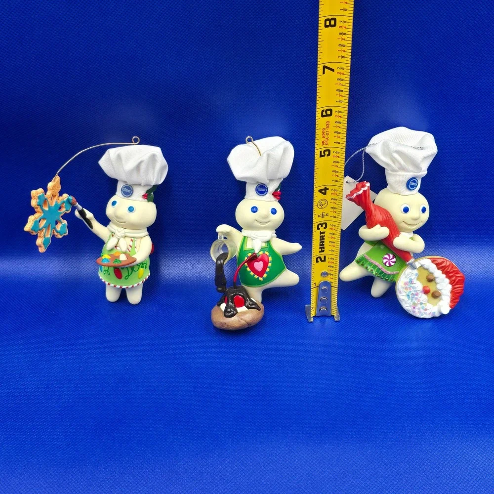 Vintage 2000s Pillsbury Doughboy Christmas Ornament Lot 11pc Holiday‎ Light up